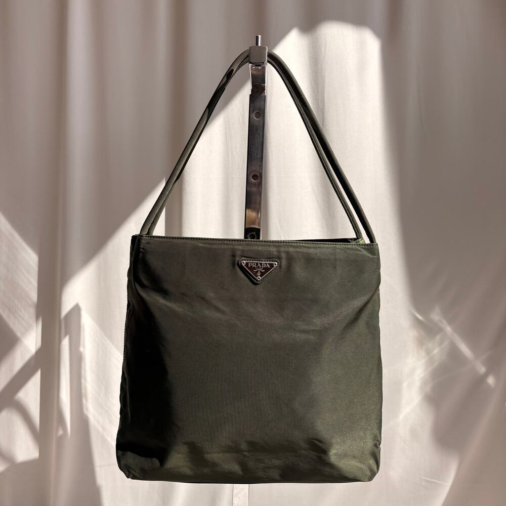 Vintage Prada Forest Green Tessuto Nylon Shoulder Bag - Picture 2 of 15